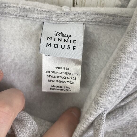 Disney Minnie Mouse Womens XL Embroidered Soft Hoodie Gray Heather - Picture 4 of 10